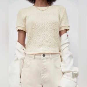 ZARA Cream Lace Crop Top